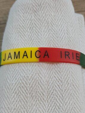 Jamaica Irie Silicone Bracelet Rasta Colors Red Yellow Green Rubber Wristband